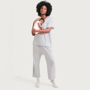 Hatch Jersey Nesting Pant (1) + Nursing Tee (0) set, Pink Leopard